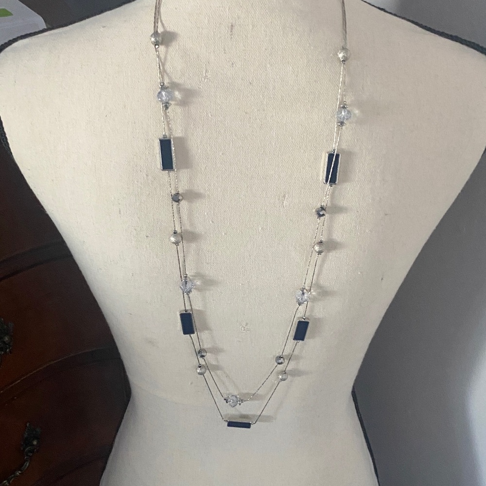 New York & Company Silver and Black Necklace
